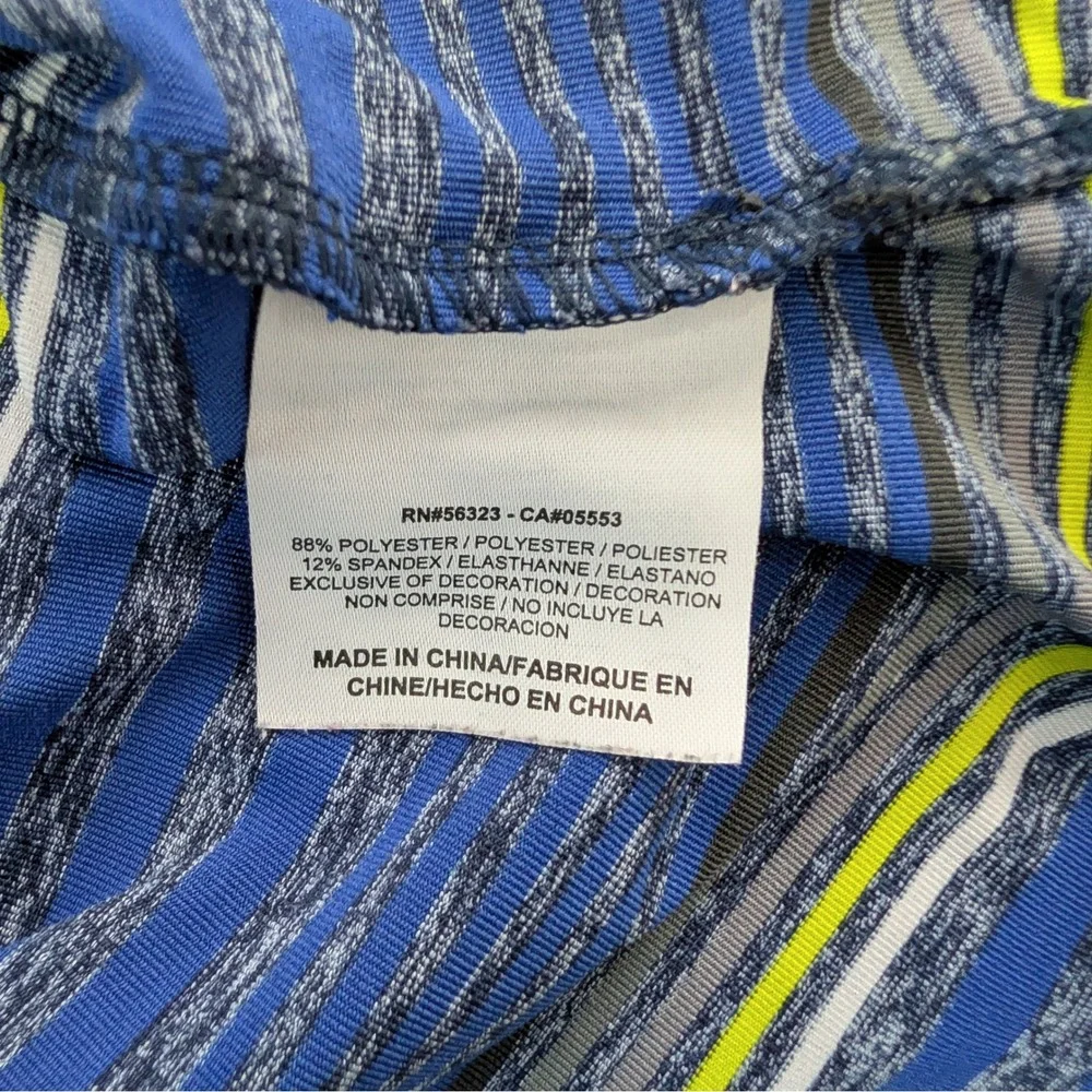 Nike Golf Dri Fit Blue Striped Polo Shirt Large Medallion Club